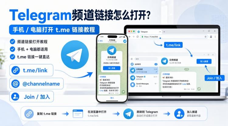 Telegram频道链接怎么打开?手机和电脑打开 t.me 链接完整教程