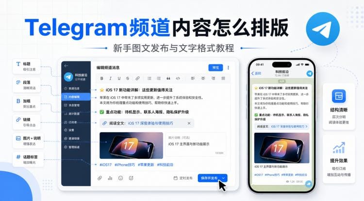 Telegram频道内容怎么排版?新手图文发布与文字格式教程